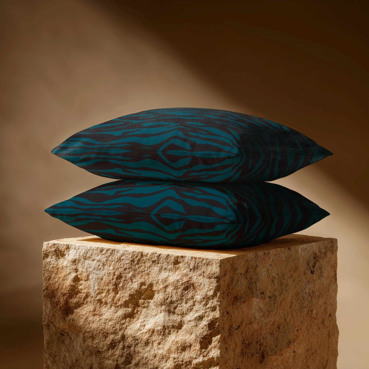 Zebra Print | Sustainable Velvet Rectangle Cushion - Teal 50 x 30 cm Standard by Izabela Peters