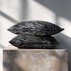 Zebra Print | Sustainable Velvet Rectangle Cushion - French Grey 50 x 30 cm Piped by Izabela Peters