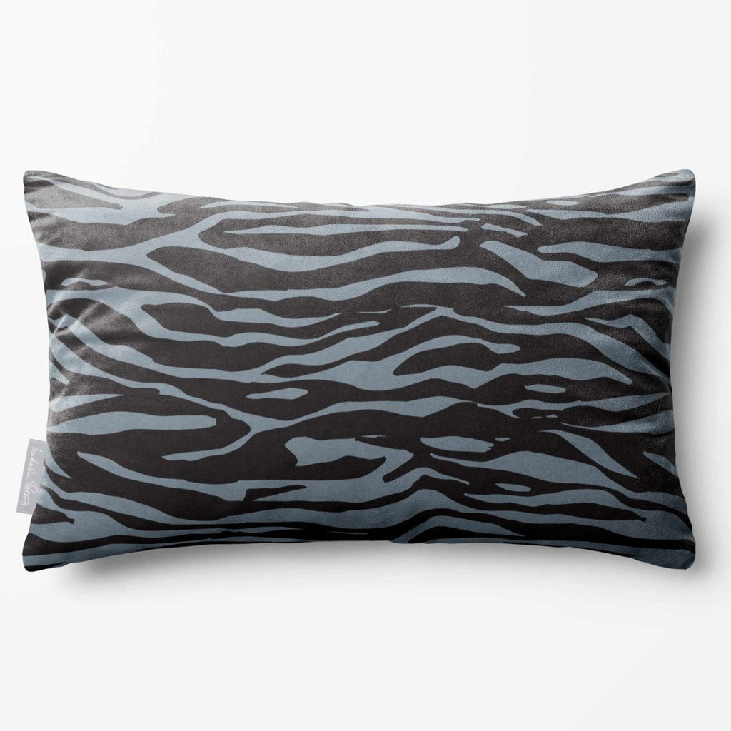 Zebra Print | Sustainable Velvet Rectangle Cushion - French Grey 50 x 30 cm Standard by Izabela Peters