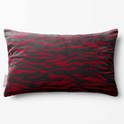 Zebra Print | Sustainable Velvet Rectangle Cushion - Raspberry Red 50 x 30 cm Standard by Izabela Peters