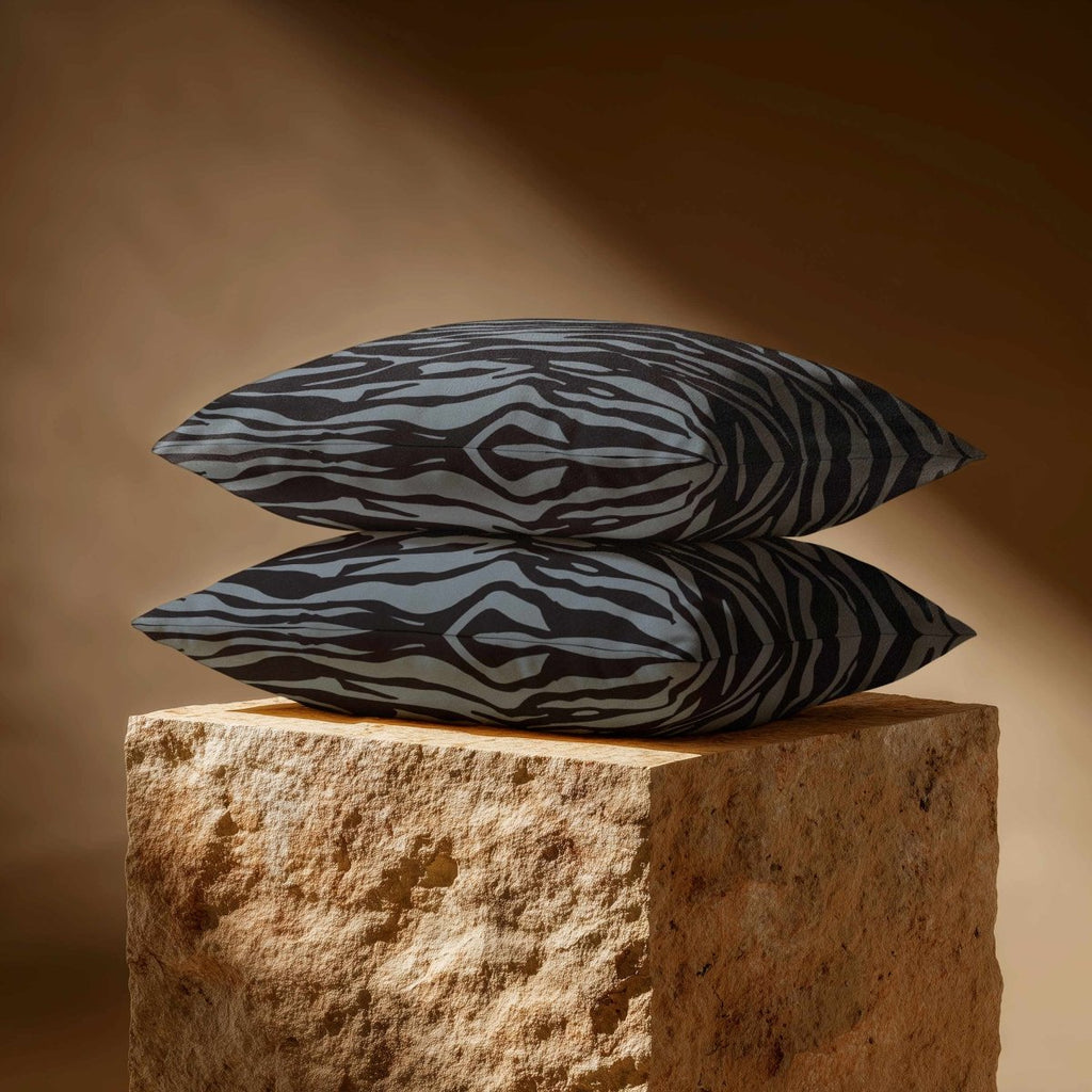 Zebra Print | Sustainable Velvet Rectangle Cushion - French Grey 50 x 30 cm Standard by Izabela Peters