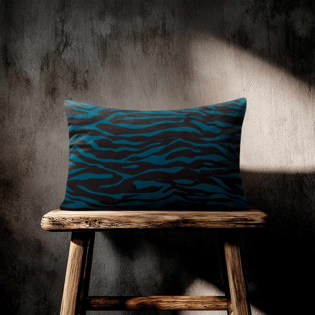 Zebra Print | Sustainable Velvet Rectangle Cushion - Teal 50 x 30 cm Standard by Izabela Peters