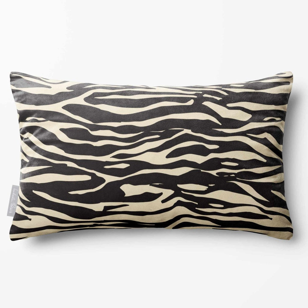 Zebra Print | Sustainable Velvet Rectangle Cushion - Cream 50 x 30 cm Standard by Izabela Peters