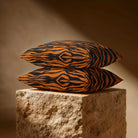Zebra Print | Sustainable Velvet Rectangle Cushion - Orange 50 x 30 cm Standard by Izabela Peters