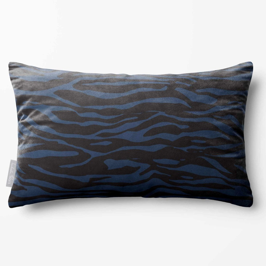 Zebra Print | Sustainable Velvet Rectangle Cushion - Petrol Blue 50 x 30 cm Standard by Izabela Peters