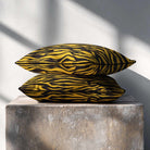 Zebra Print | Sustainable Velvet Rectangle Cushion - Mustard Ochre 50 x 30 cm Piped by Izabela Peters