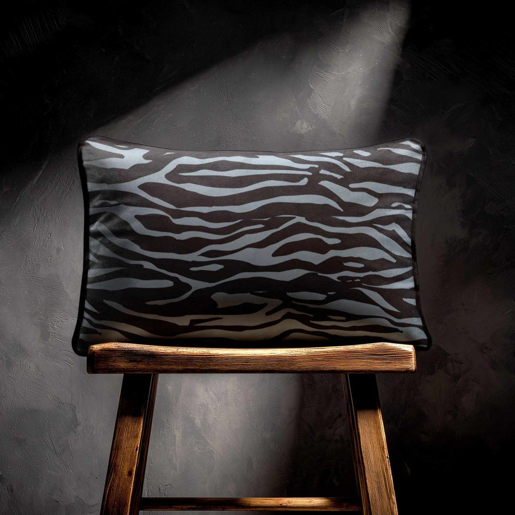 Zebra Print | Sustainable Velvet Rectangle Cushion - French Grey 50 x 30 cm Piped by Izabela Peters