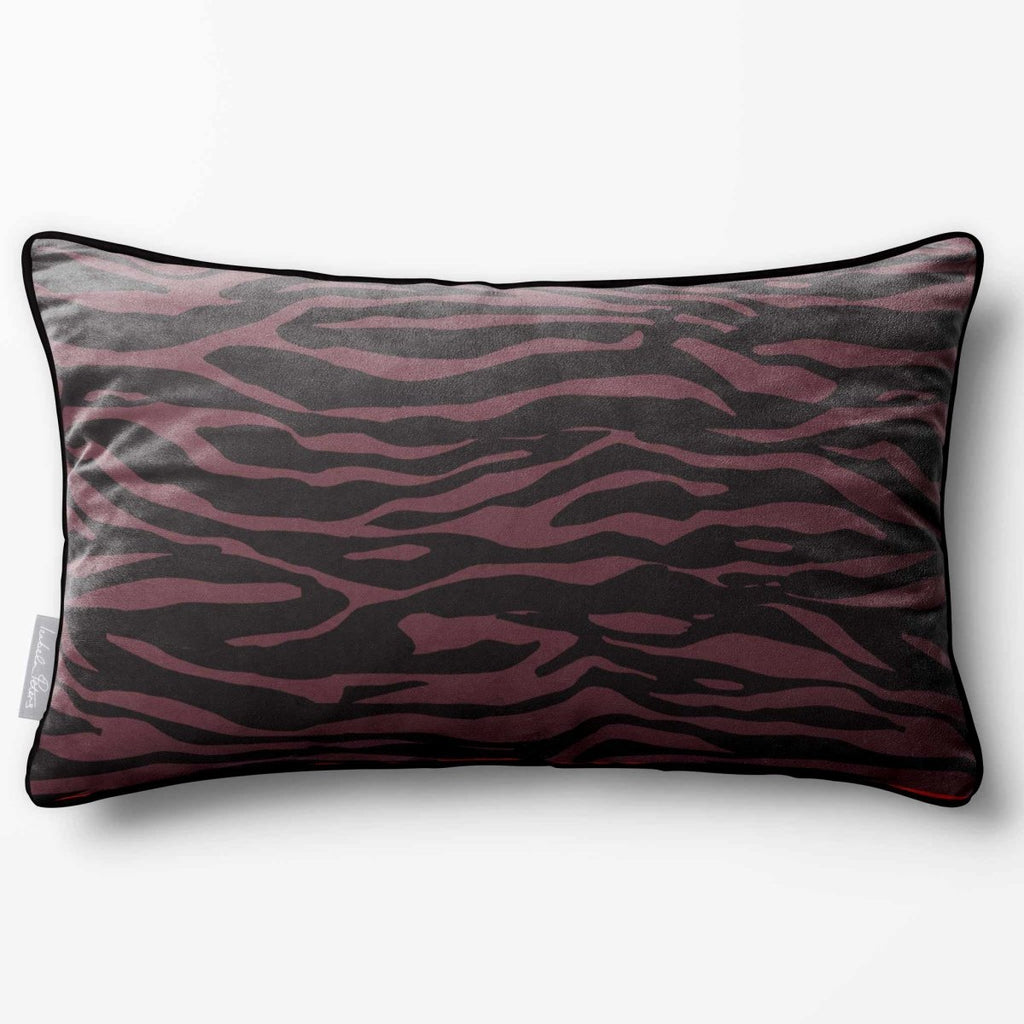 Zebra Print | Sustainable Velvet Rectangle Cushion - Italian Grape 50 x 30 cm Piped by Izabela Peters