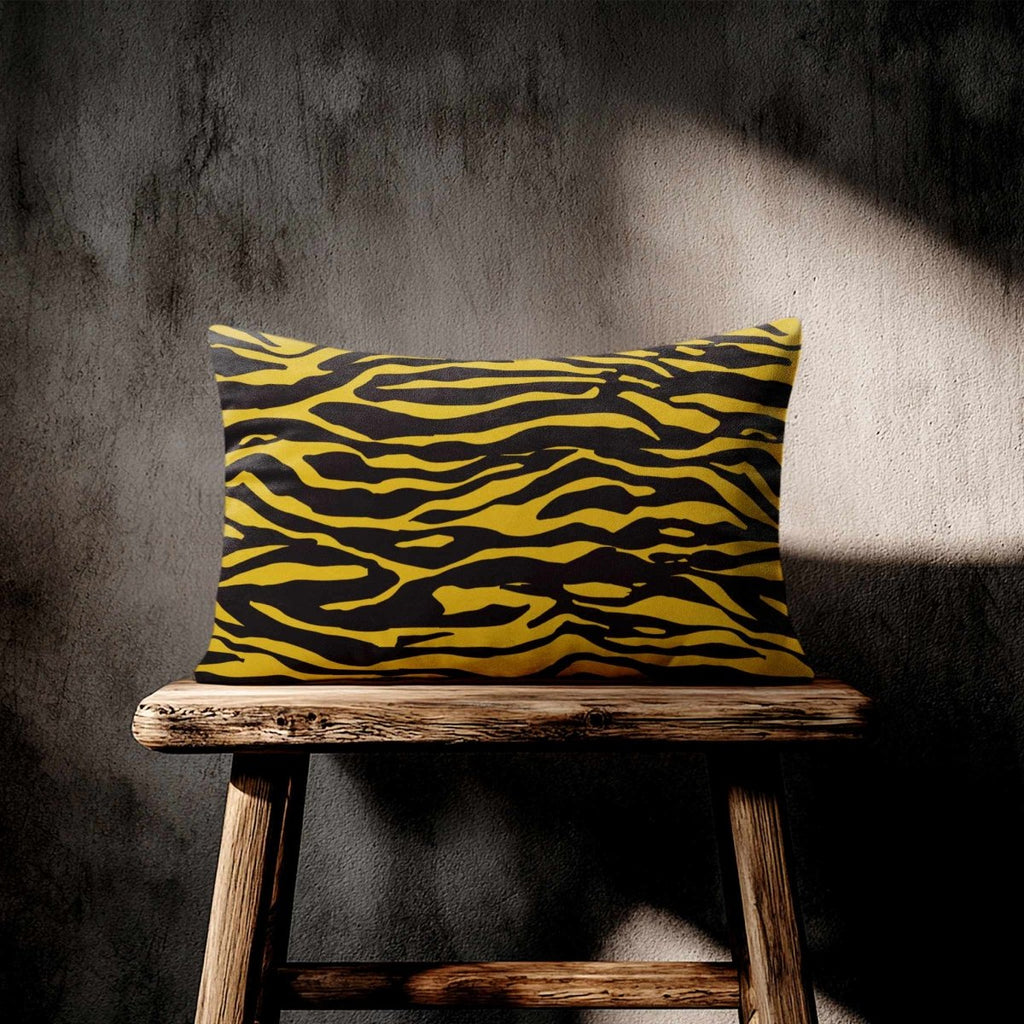 Zebra Print | Sustainable Velvet Rectangle Cushion - Mustard Ochre 50 x 30 cm Standard by Izabela Peters