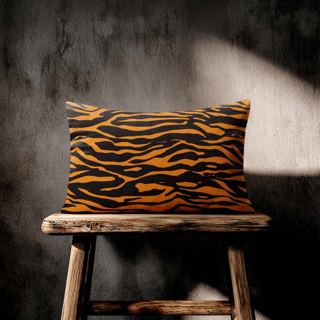 Zebra Print | Sustainable Velvet Rectangle Cushion - Orange 50 x 30 cm Standard by Izabela Peters