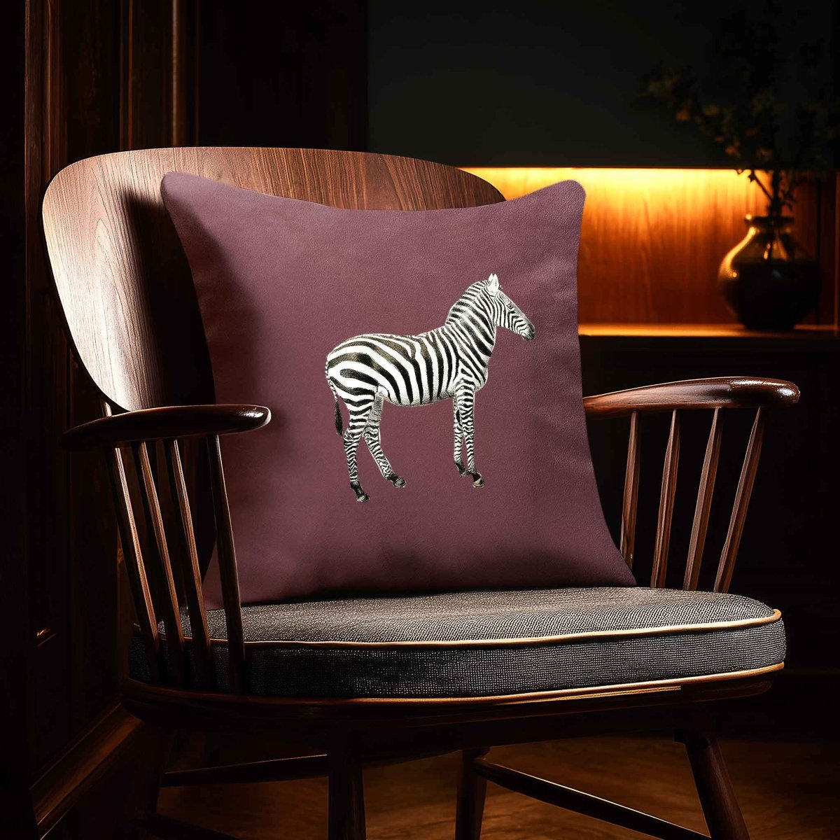 Zebra | Sustainable Velvet Cushion - Italian Grape 40 x 40 cm Standard by Izabela Peters
