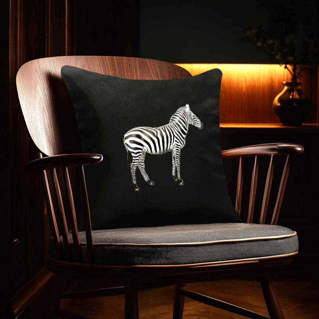 Zebra | Sustainable Velvet Cushion - Charcoal 40 x 40 cm Standard by Izabela Peters