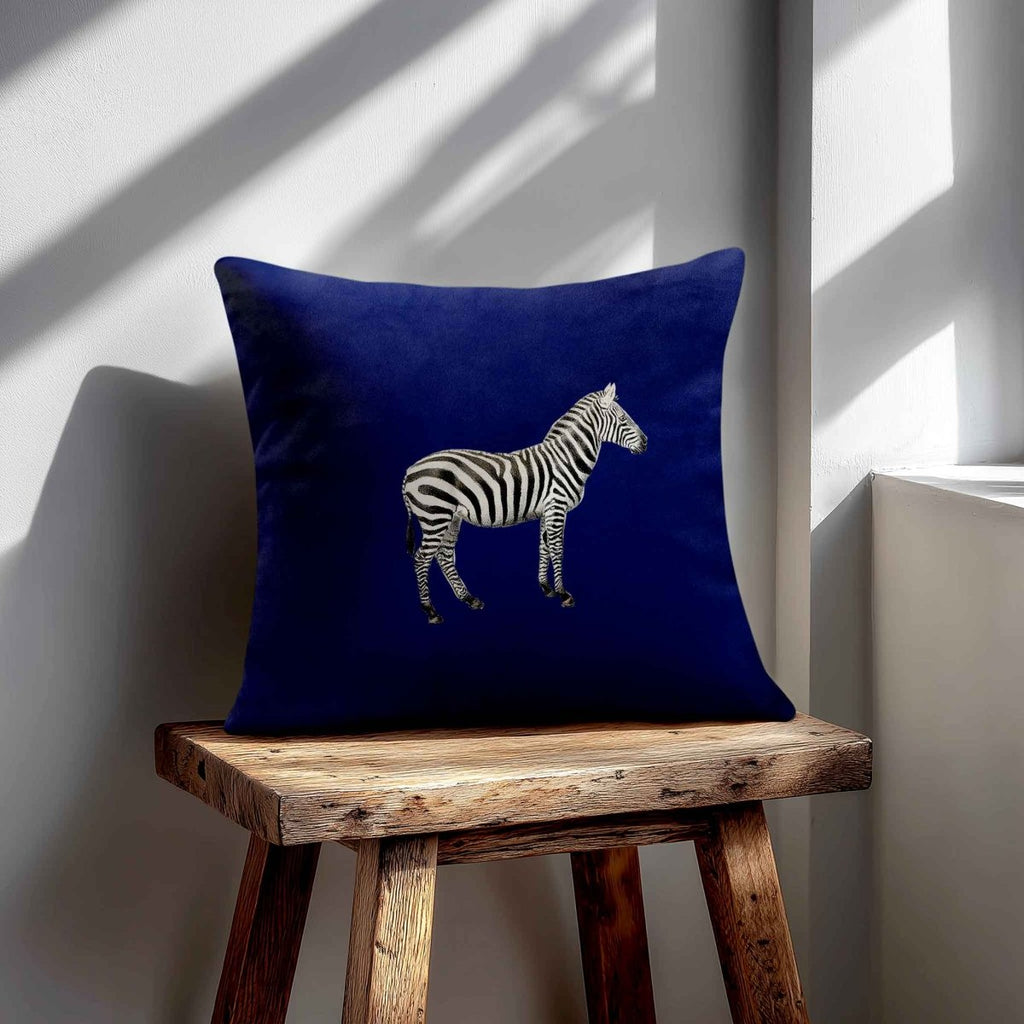Zebra | Sustainable Velvet Cushion - Midnight 40 x 40 cm Standard by Izabela Peters