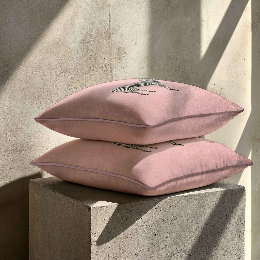 Zebra | Sustainable Velvet Cushion - Rosewater 40 x 40 cm Standard by Izabela Peters