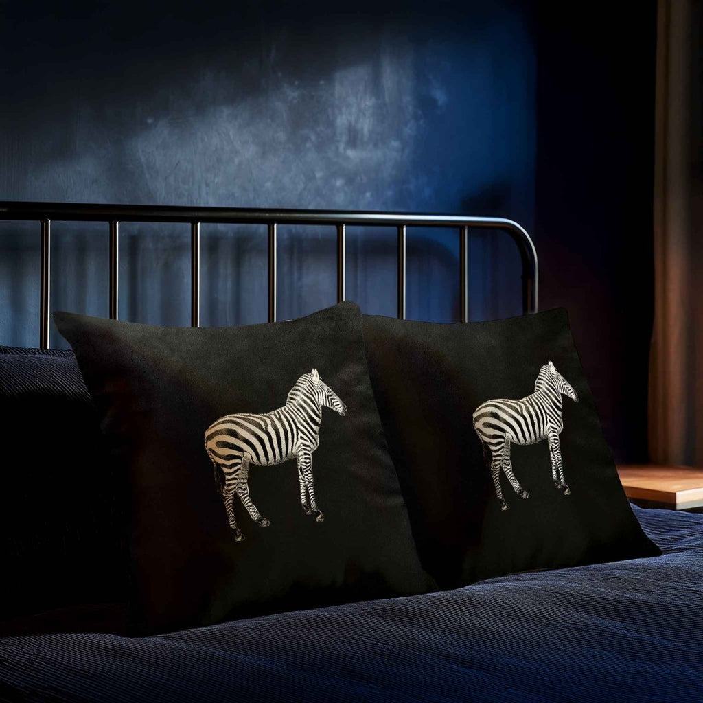 Zebra | Sustainable Velvet Cushion - Charcoal 40 x 40 cm Standard by Izabela Peters
