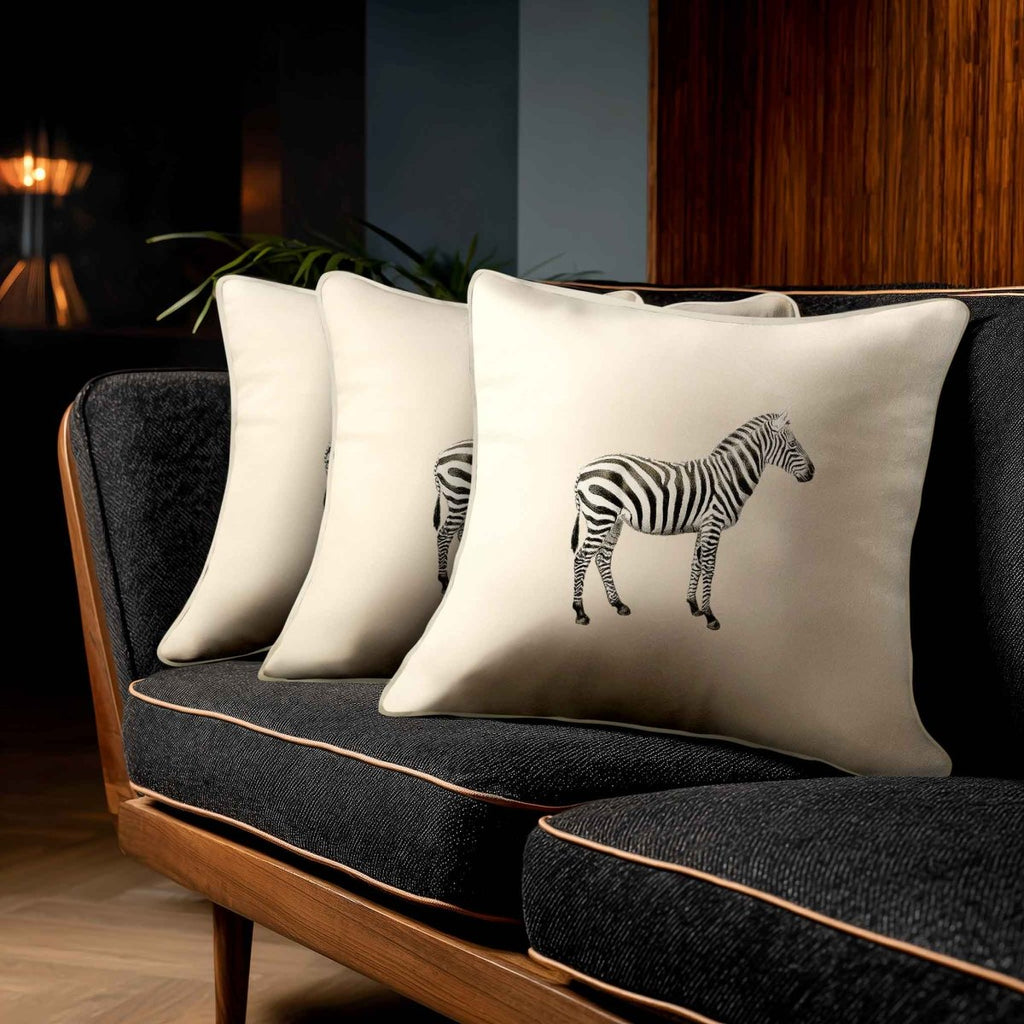 Zebra | Sustainable Velvet Cushion - Ivory Cream 40 x 40 cm Standard by Izabela Peters