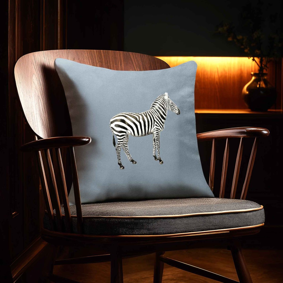 Zebra | Sustainable Velvet Cushion - French Grey 40 x 40 cm Standard by Izabela Peters