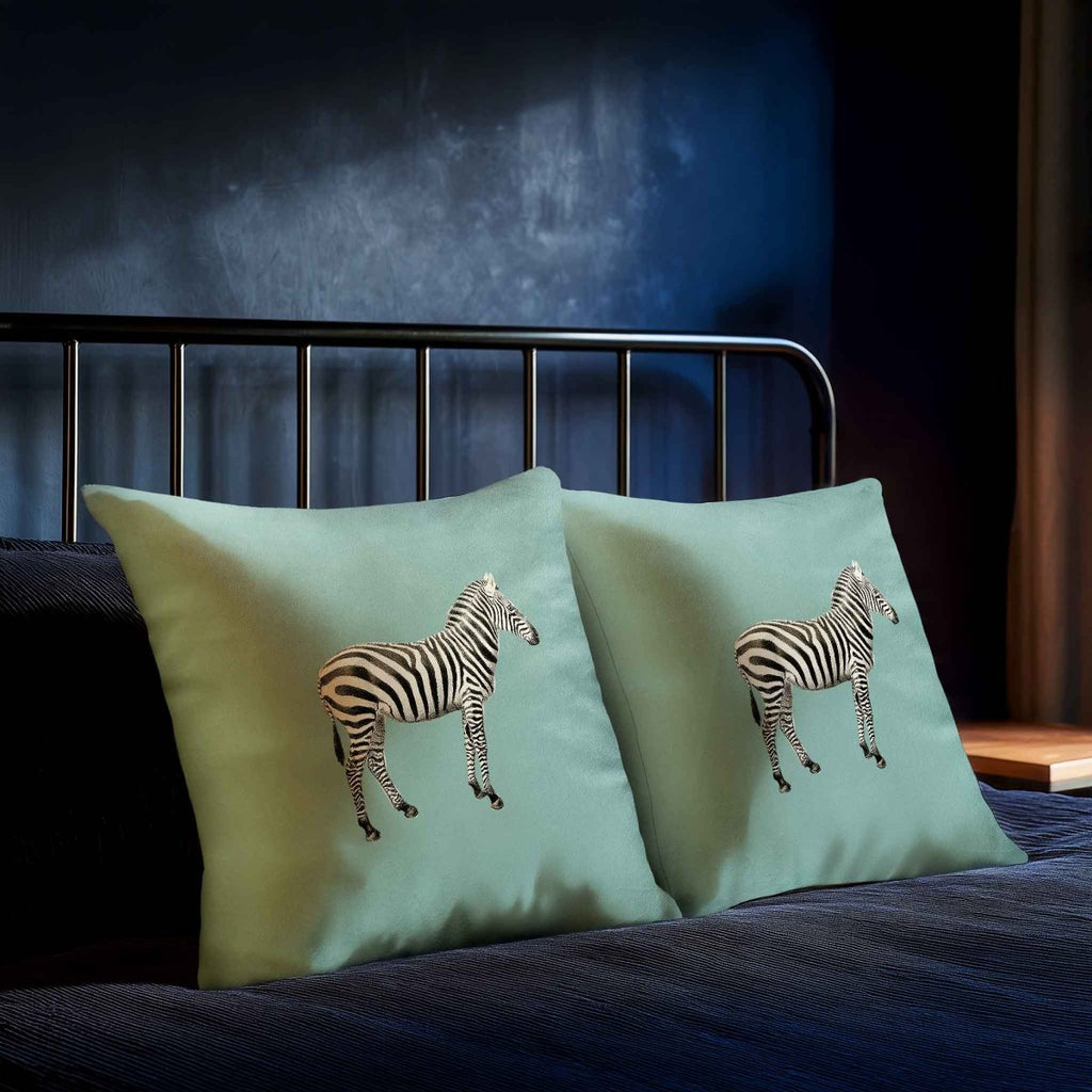 Zebra | Sustainable Velvet Cushion - Blue Surf 40 x 40 cm Standard by Izabela Peters