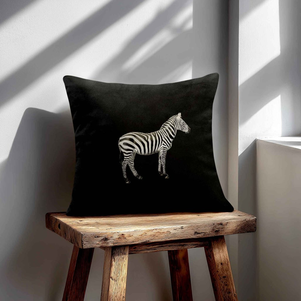Zebra | Sustainable Velvet Cushion - Charcoal 40 x 40 cm Standard by Izabela Peters