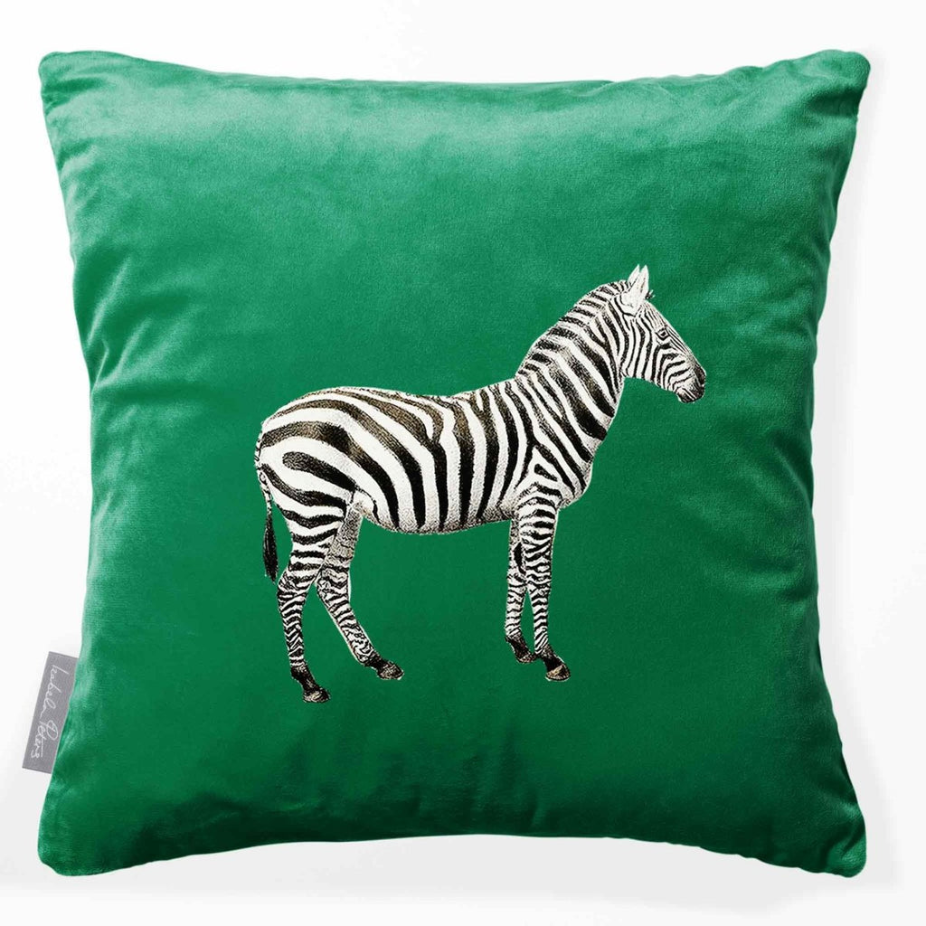 Zebra | Sustainable Velvet Cushion - Emerald Green 40 x 40 cm Smooth by Izabela Peters
