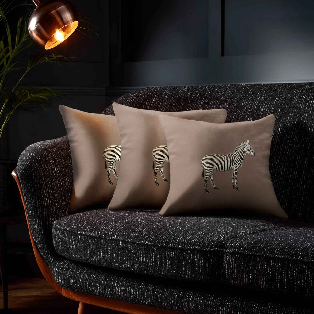 Zebra | Sustainable Velvet Cushion - Dovedale Stone 40 x 40 cm Standard by Izabela Peters