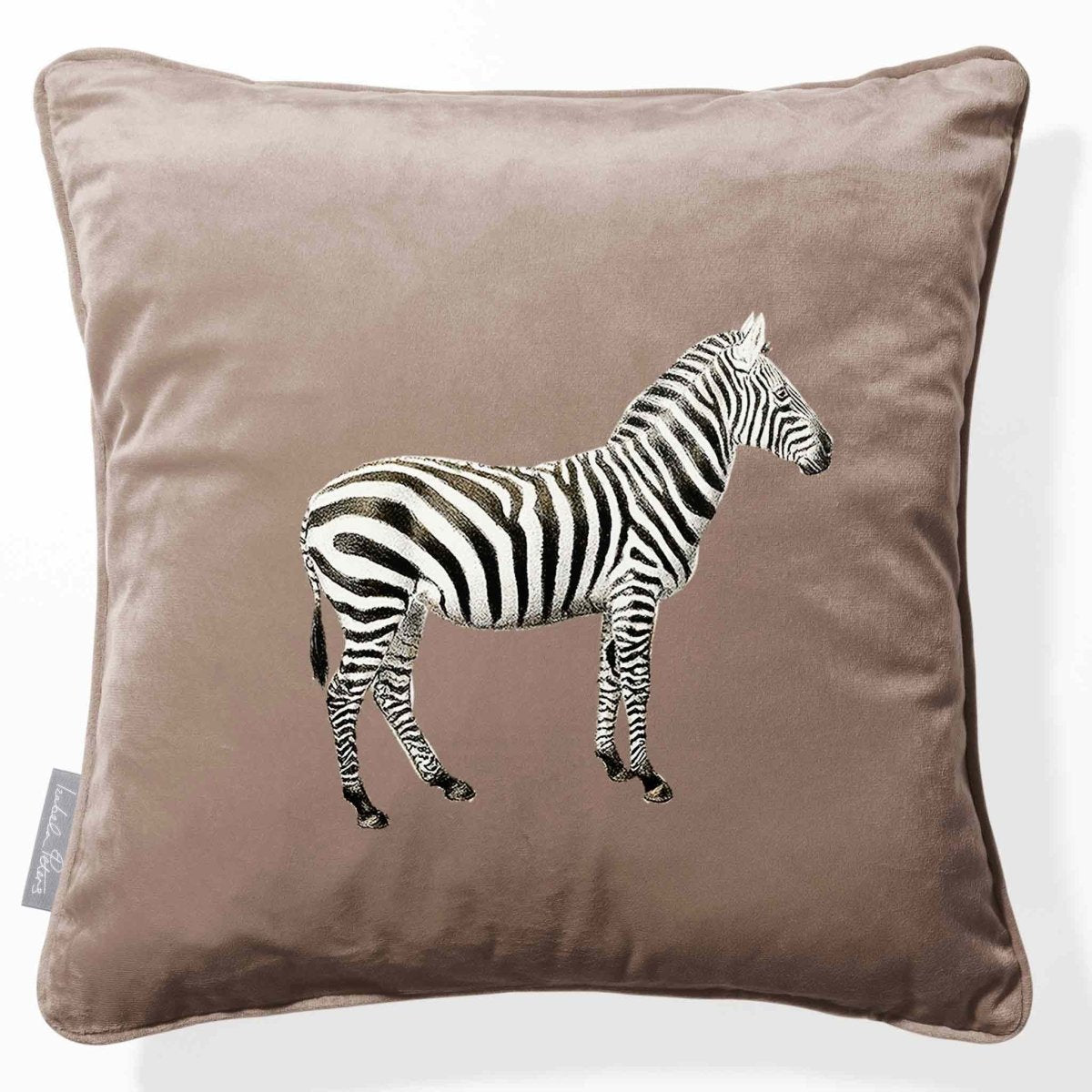 Zebra | Sustainable Velvet Cushion - Dovedale Stone 40 x 40 cm Piped by Izabela Peters