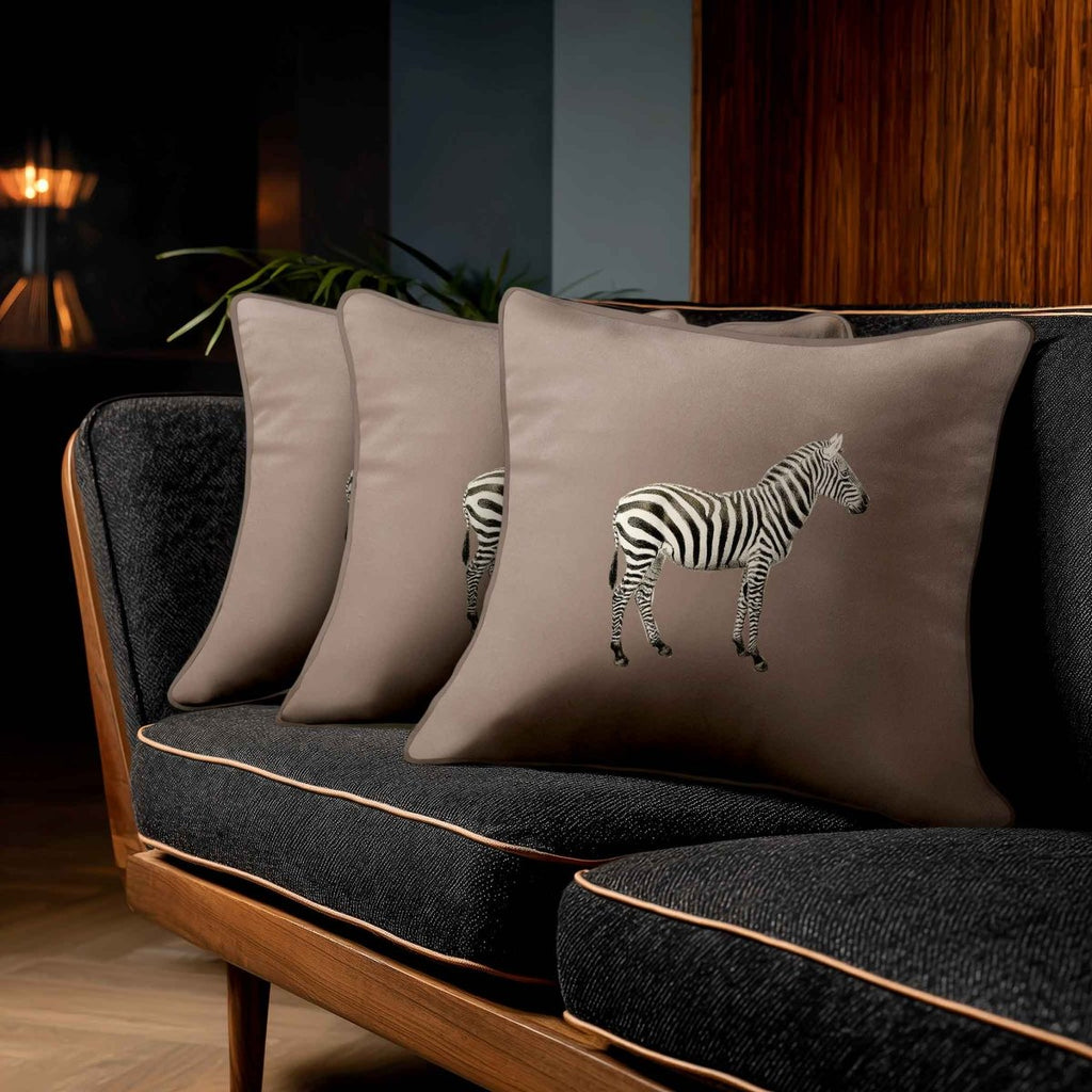 Zebra | Sustainable Velvet Cushion - Dovedale Stone 40 x 40 cm Standard by Izabela Peters