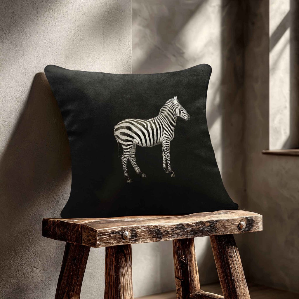 Zebra | Sustainable Velvet Cushion - Charcoal 40 x 40 cm Standard by Izabela Peters