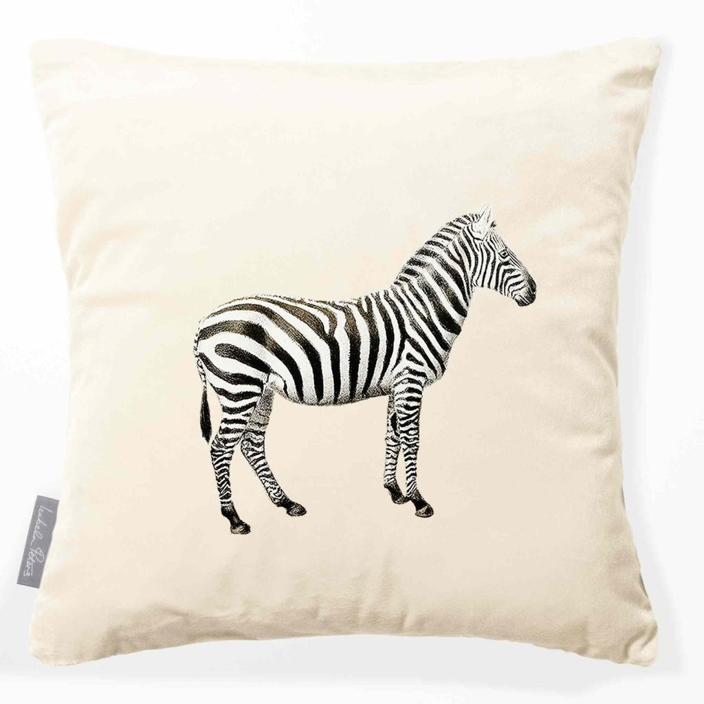 Zebra | Sustainable Velvet Cushion - Ivory Cream 40 x 40 cm Smooth by Izabela Peters