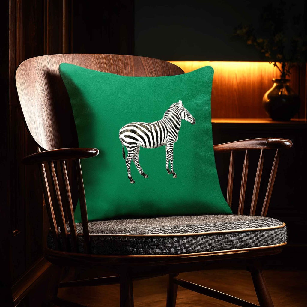 Zebra | Sustainable Velvet Cushion - Emerald Green 40 x 40 cm Standard by Izabela Peters