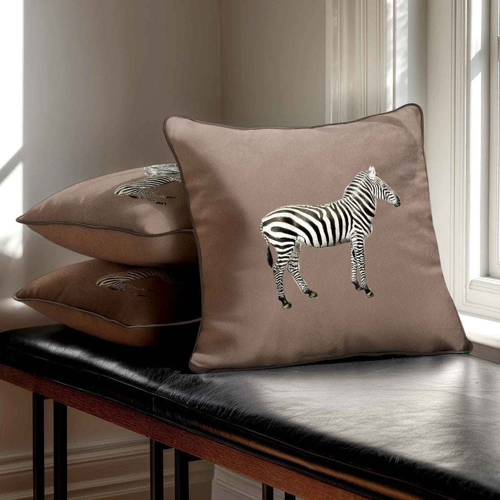 Zebra | Sustainable Velvet Cushion - Dovedale Stone 40 x 40 cm Standard by Izabela Peters