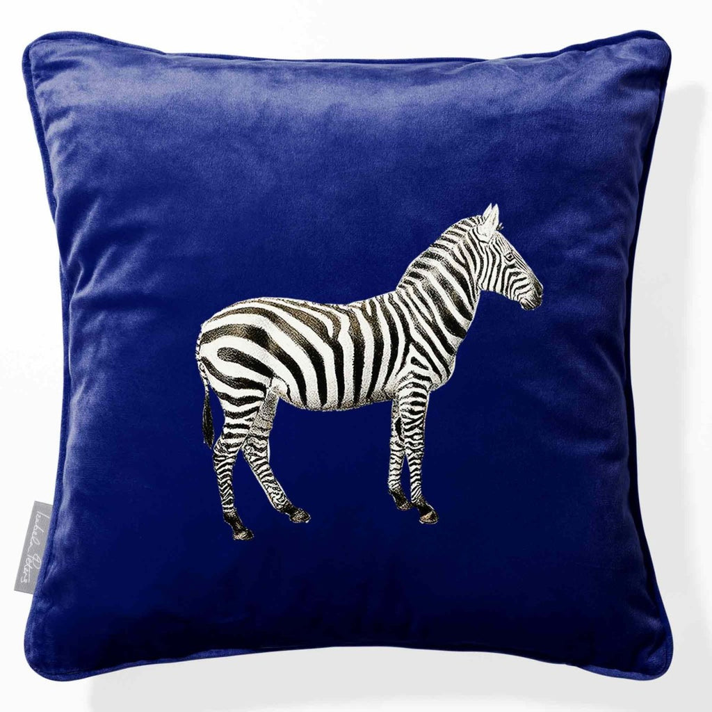 Zebra | Sustainable Velvet Cushion - Midnight 40 x 40 cm Piped by Izabela Peters