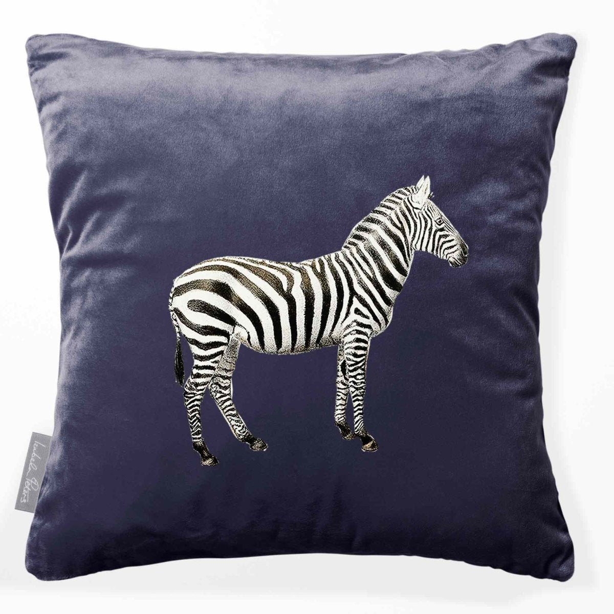 Zebra | Sustainable Velvet Cushion - Graphite 40 x 40 cm Smooth by Izabela Peters