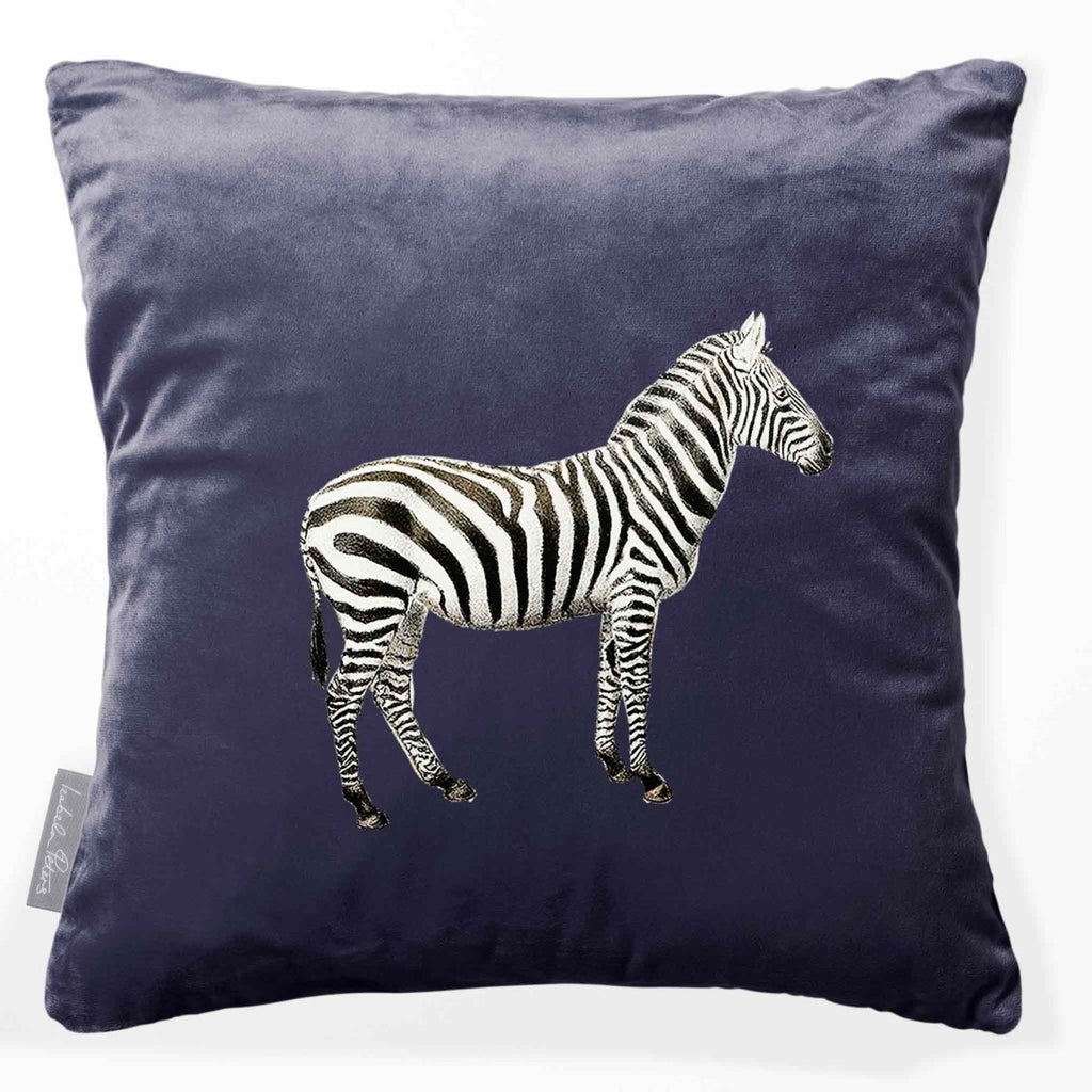 Zebra | Sustainable Velvet Cushion - Graphite 40 x 40 cm Smooth by Izabela Peters