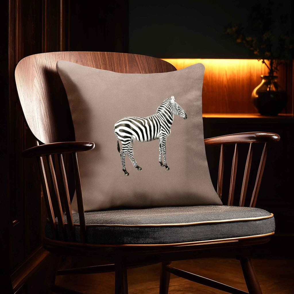 Zebra | Sustainable Velvet Cushion - Dovedale Stone 40 x 40 cm Standard by Izabela Peters