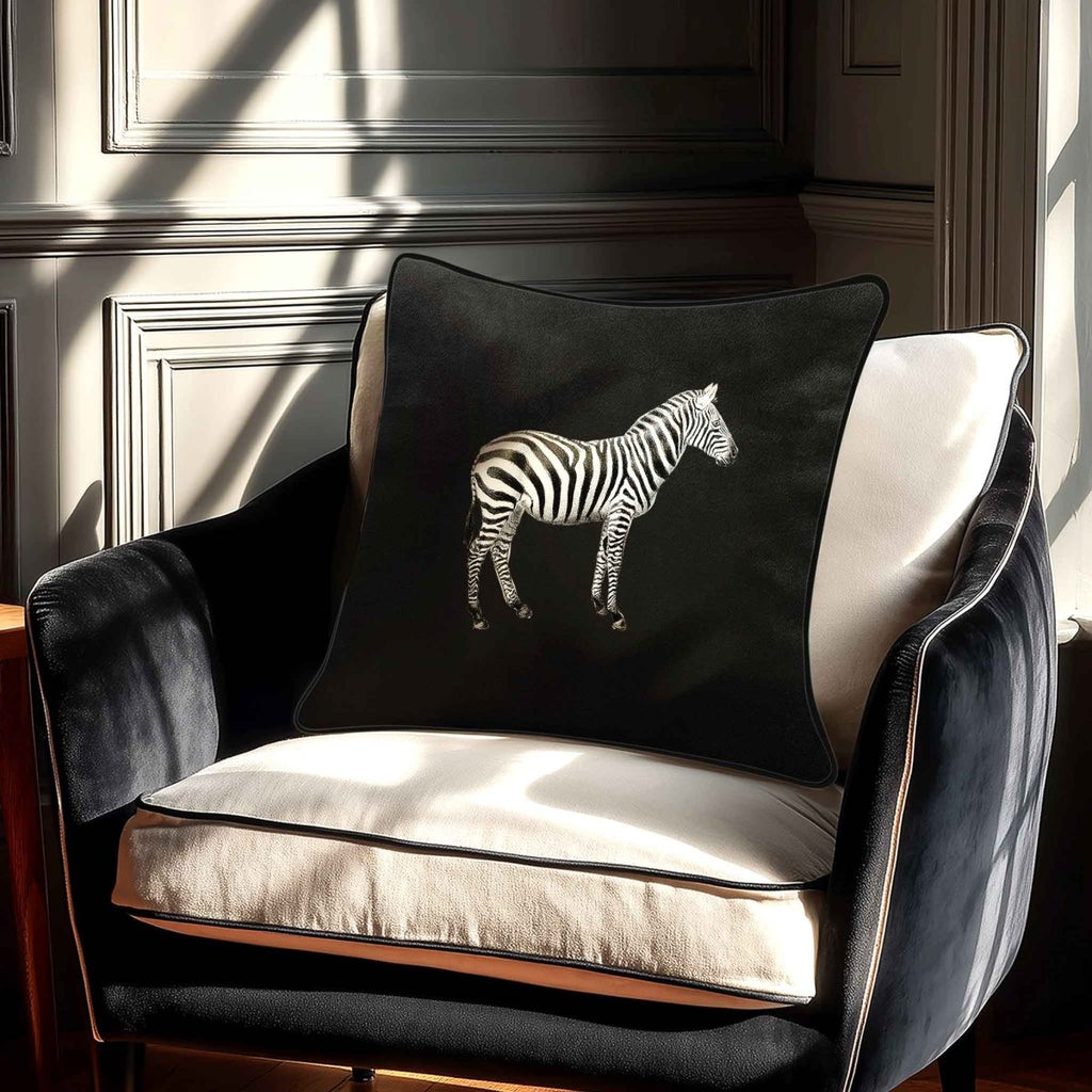 Zebra | Sustainable Velvet Cushion - Charcoal 40 x 40 cm Standard by Izabela Peters