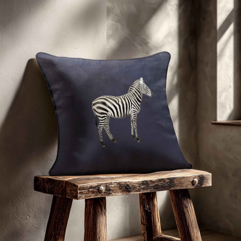 Zebra | Sustainable Velvet Cushion - Graphite 40 x 40 cm Standard by Izabela Peters