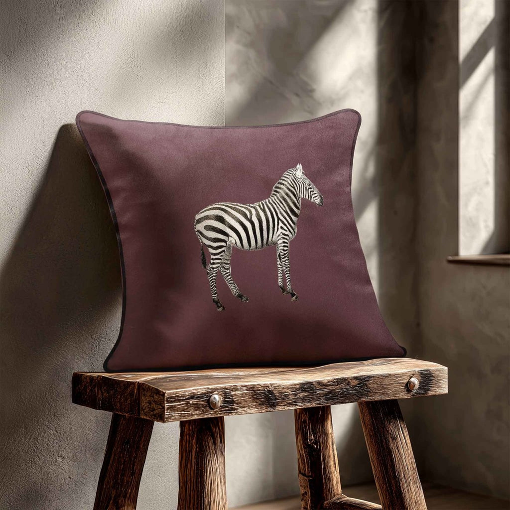 Zebra | Sustainable Velvet Cushion - Italian Grape 40 x 40 cm Standard by Izabela Peters