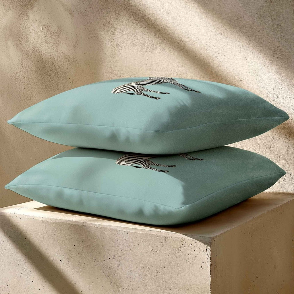 Zebra | Sustainable Velvet Cushion - Blue Surf 40 x 40 cm Standard by Izabela Peters