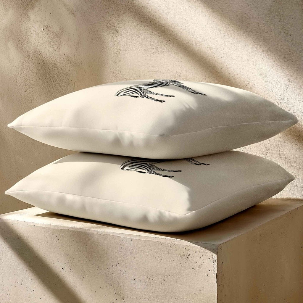 Zebra | Sustainable Velvet Cushion - Ivory Cream 40 x 40 cm Standard by Izabela Peters