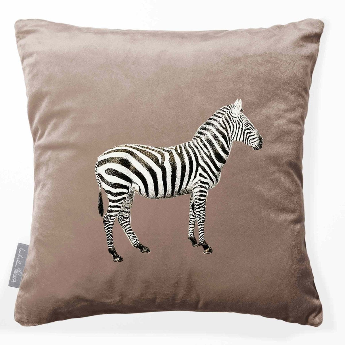 Zebra | Sustainable Velvet Cushion - Dovedale Stone 40 x 40 cm Smooth by Izabela Peters