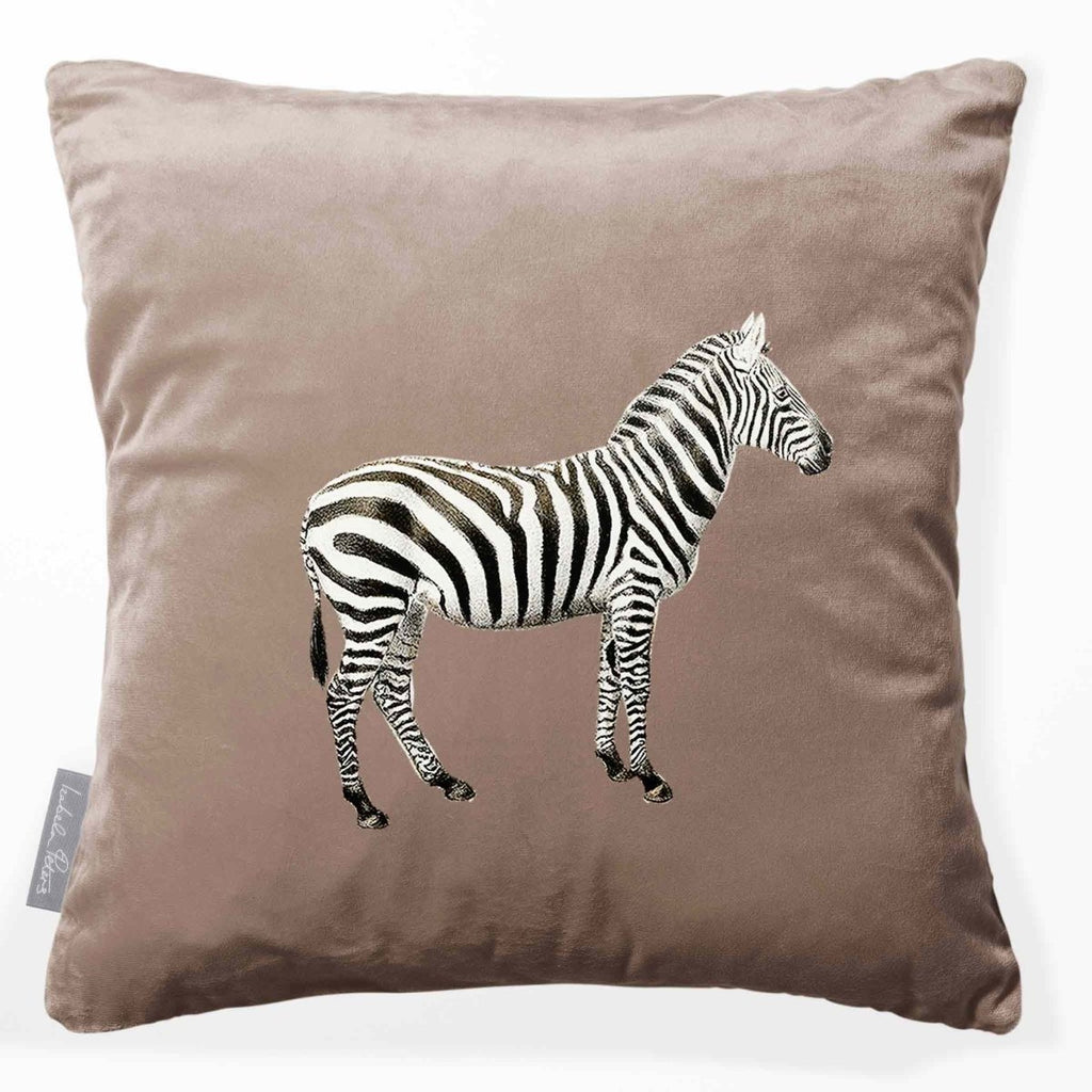 Zebra | Sustainable Velvet Cushion - Dovedale Stone 40 x 40 cm Smooth by Izabela Peters