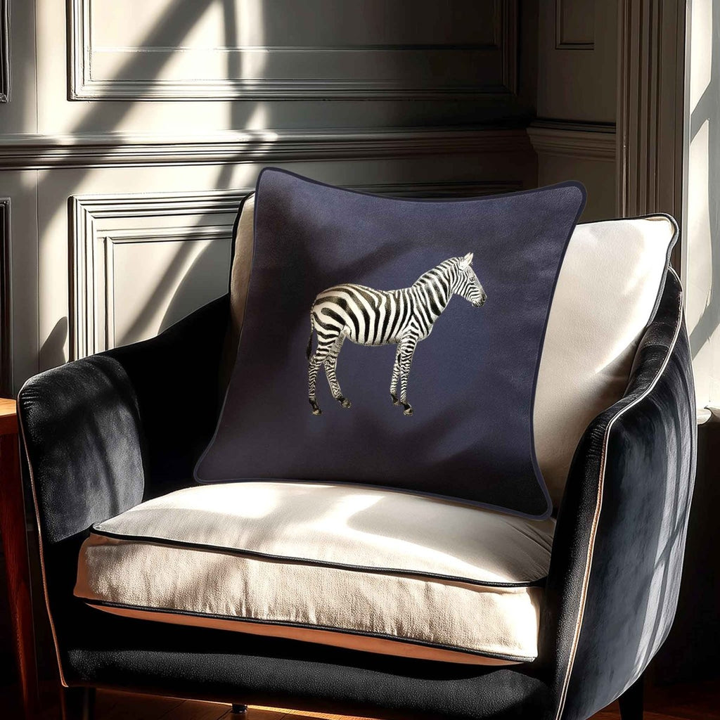 Zebra | Sustainable Velvet Cushion - Graphite 40 x 40 cm Standard by Izabela Peters