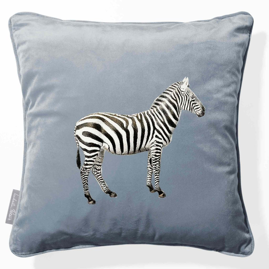 Zebra | Sustainable Velvet Cushion - French Grey 40 x 40 cm Piped by Izabela Peters