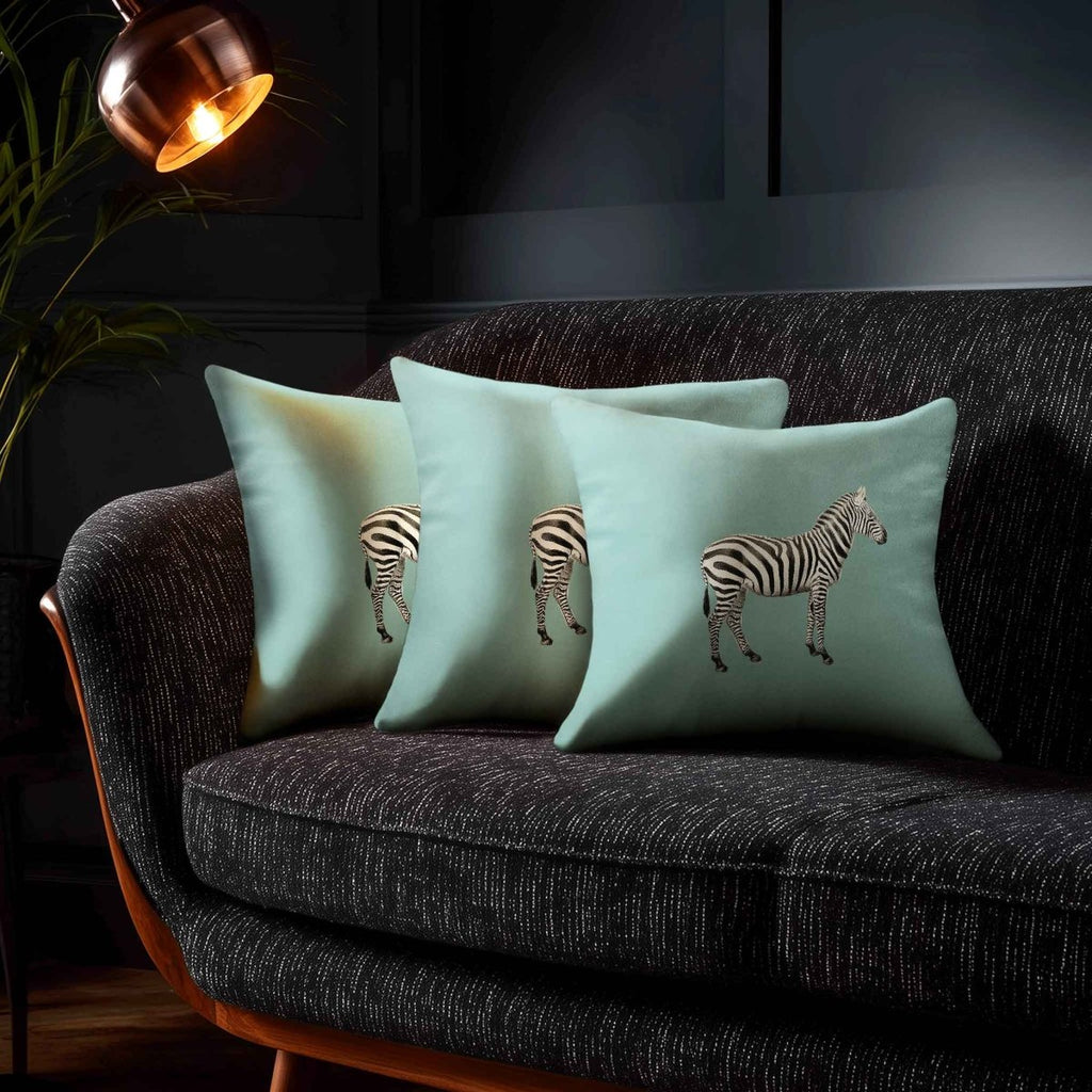 Zebra | Sustainable Velvet Cushion - Blue Surf 40 x 40 cm Standard by Izabela Peters