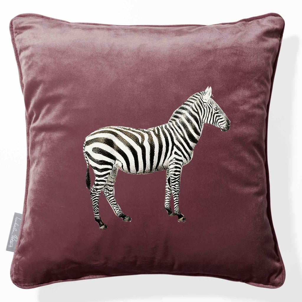 Zebra | Sustainable Velvet Cushion - Italian Grape 40 x 40 cm Piped by Izabela Peters