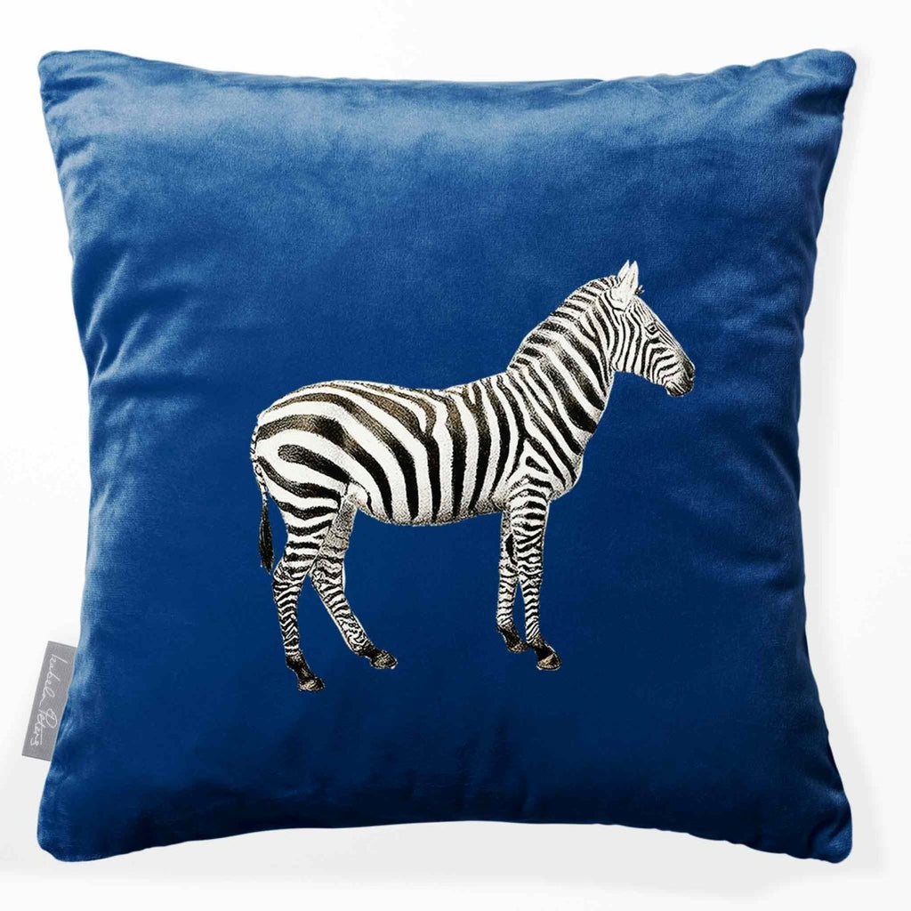 Zebra | Sustainable Velvet Cushion - Estate Blue 40 x 40 cm Smooth by Izabela Peters