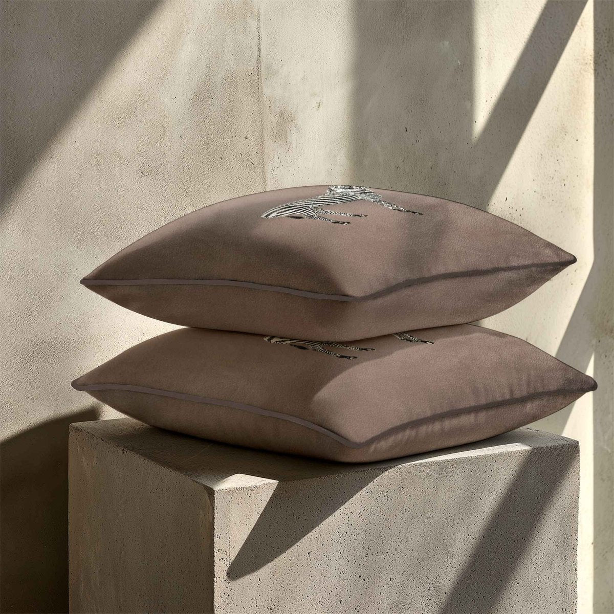 Zebra | Sustainable Velvet Cushion - Dovedale Stone 40 x 40 cm Standard by Izabela Peters