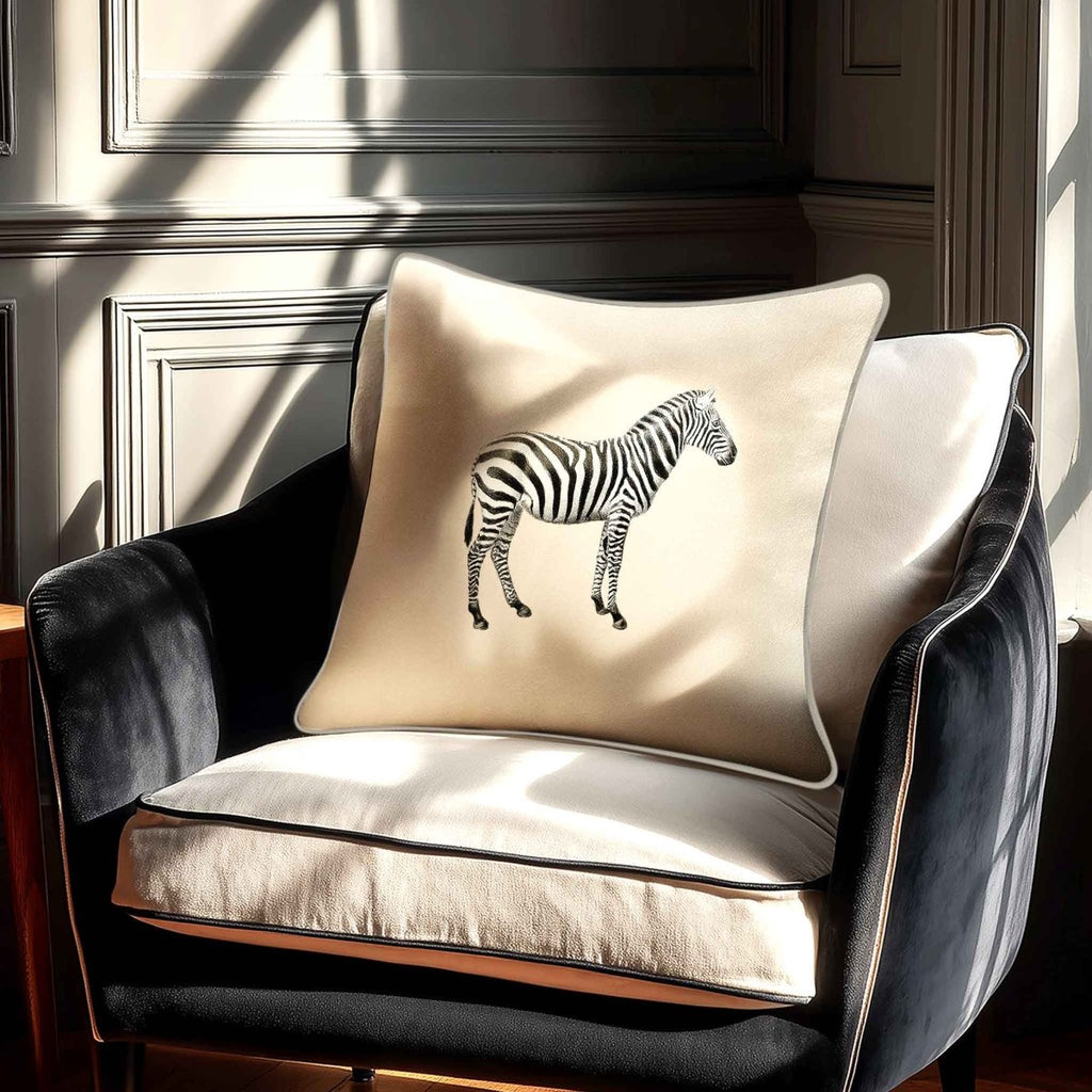 Zebra | Sustainable Velvet Cushion - Ivory Cream 40 x 40 cm Standard by Izabela Peters