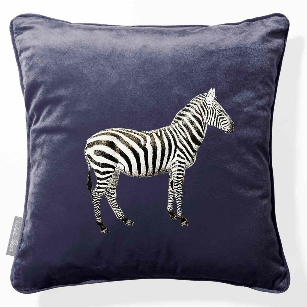 Zebra | Sustainable Velvet Cushion - Graphite 40 x 40 cm Piped by Izabela Peters
